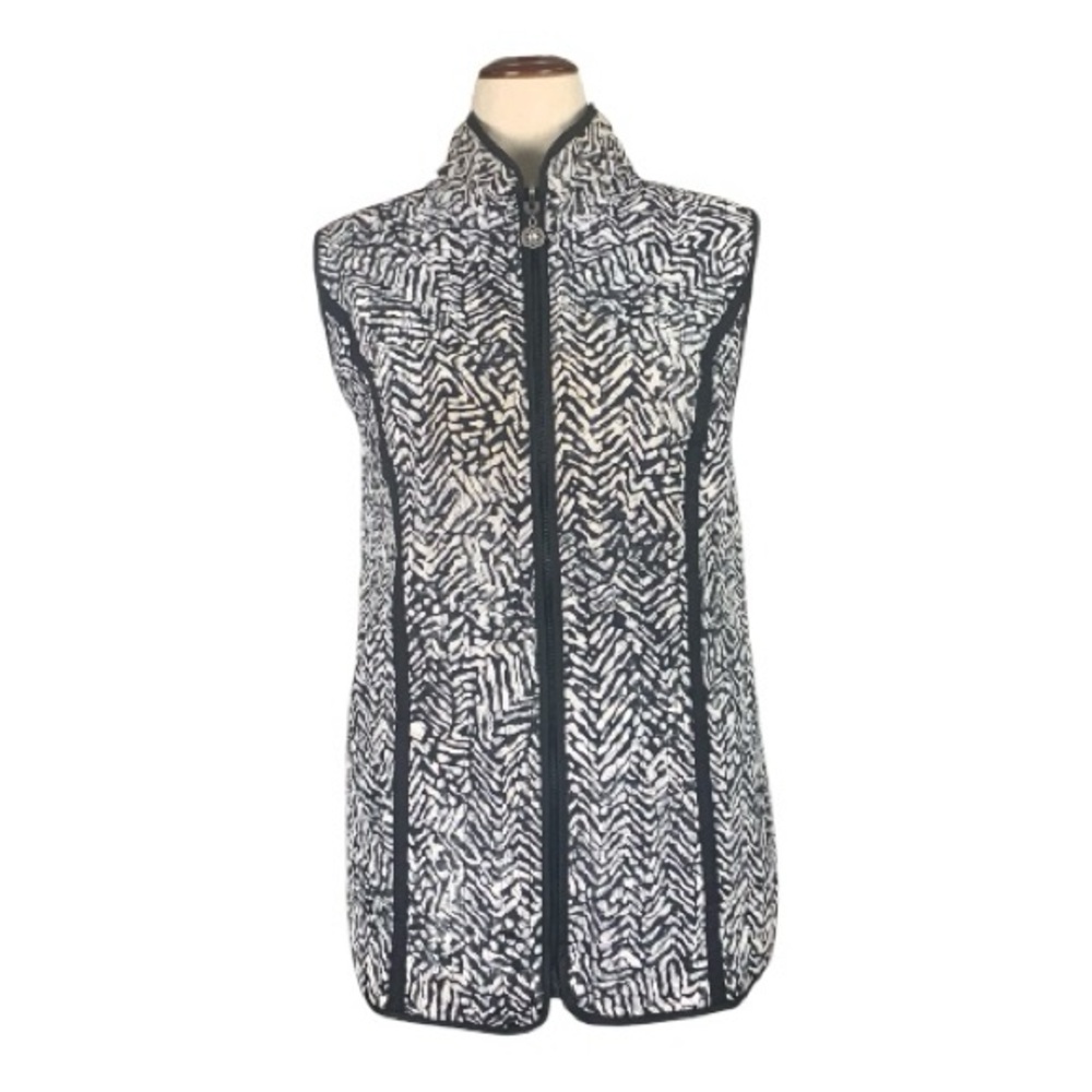 Catherines Lightweight Black White Abstract Sleeveless Vest Animal Print 14-16